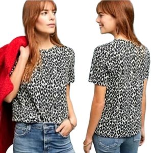 Anthropologie Postage Stamp Leopard Print Top